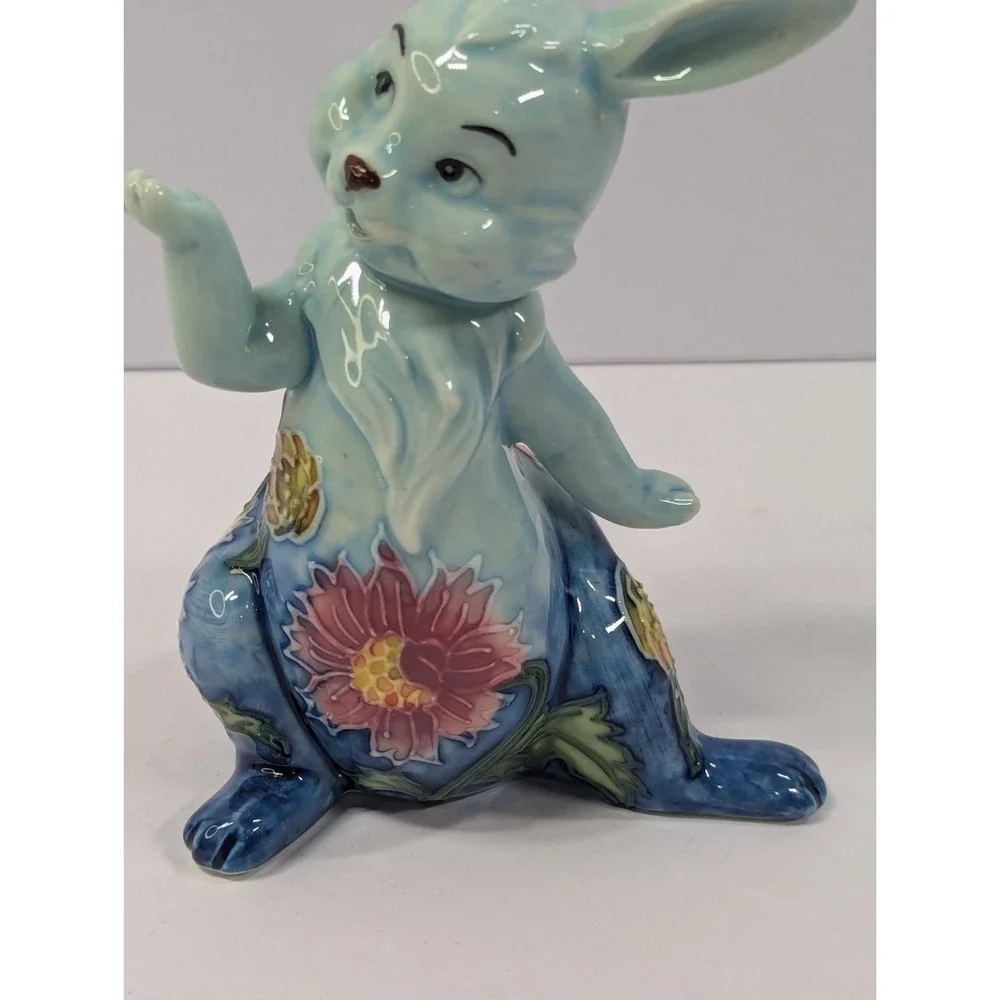 PAVONE Porcelain Rabbit Bunny Figure W Floral Accents